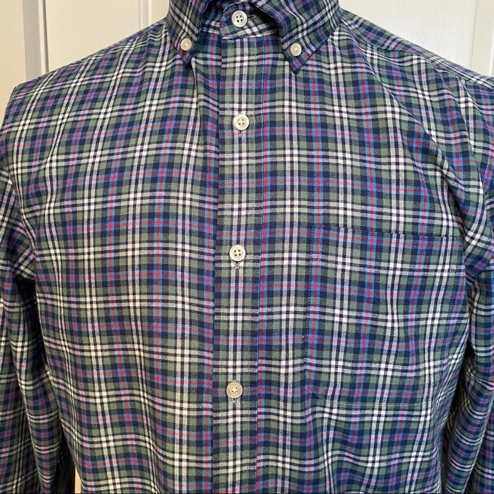 VINEYARD VINES BUTTON DOWN SHIRT BLUE WHITE RED PLAID MURRAY SIZE M